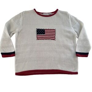 Croft & Barrow Sweater Women's M Red, White & Blue 4th USA Flag Patriotic Top